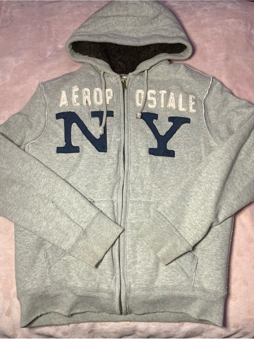 2000s Aeropostale Zip-Up Hoodie with Sherpa Lining